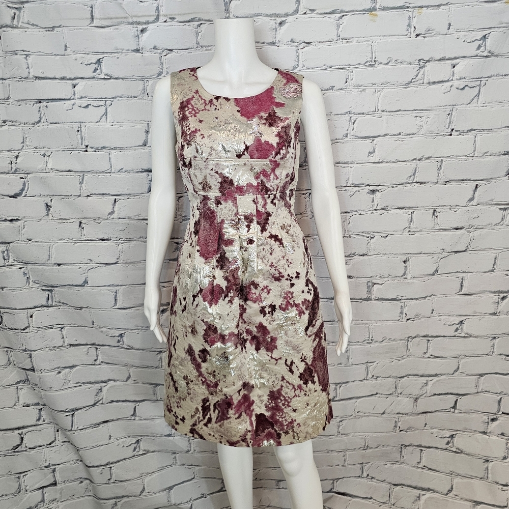 Lela Rose Metallic Jacquard Sheath Dress